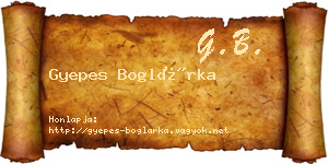 Gyepes Boglárka névjegykártya